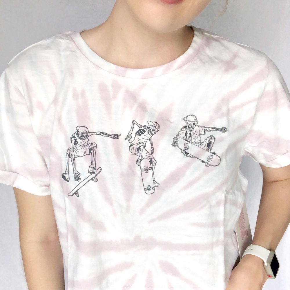 Skaterboy NWT TieDye Cropped Skeleton Tee